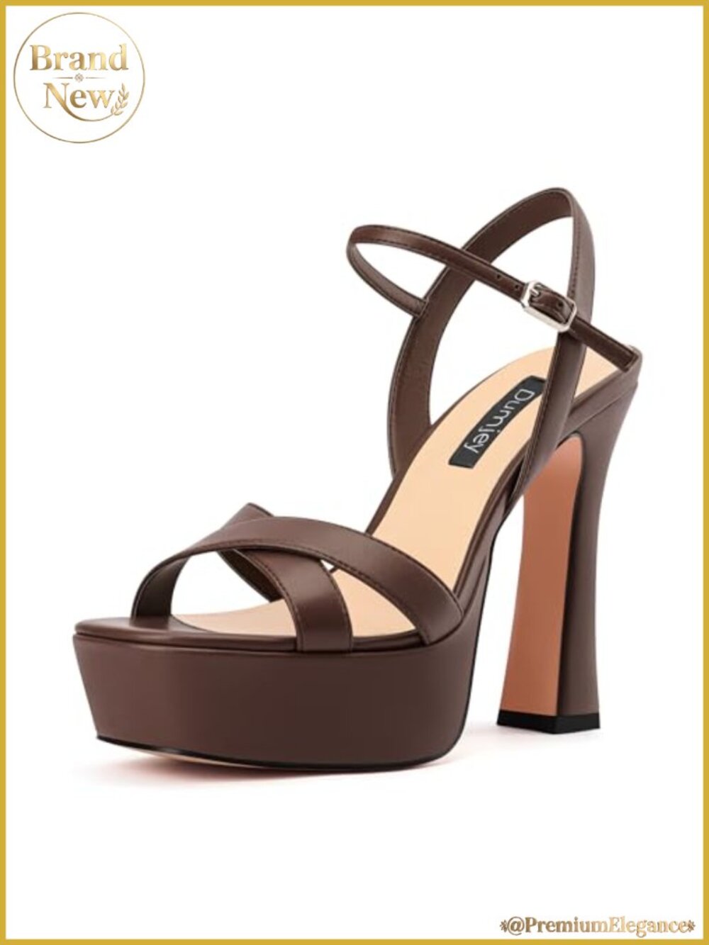 Faux Leather Platform Heeled Sandals with Ankle Strap